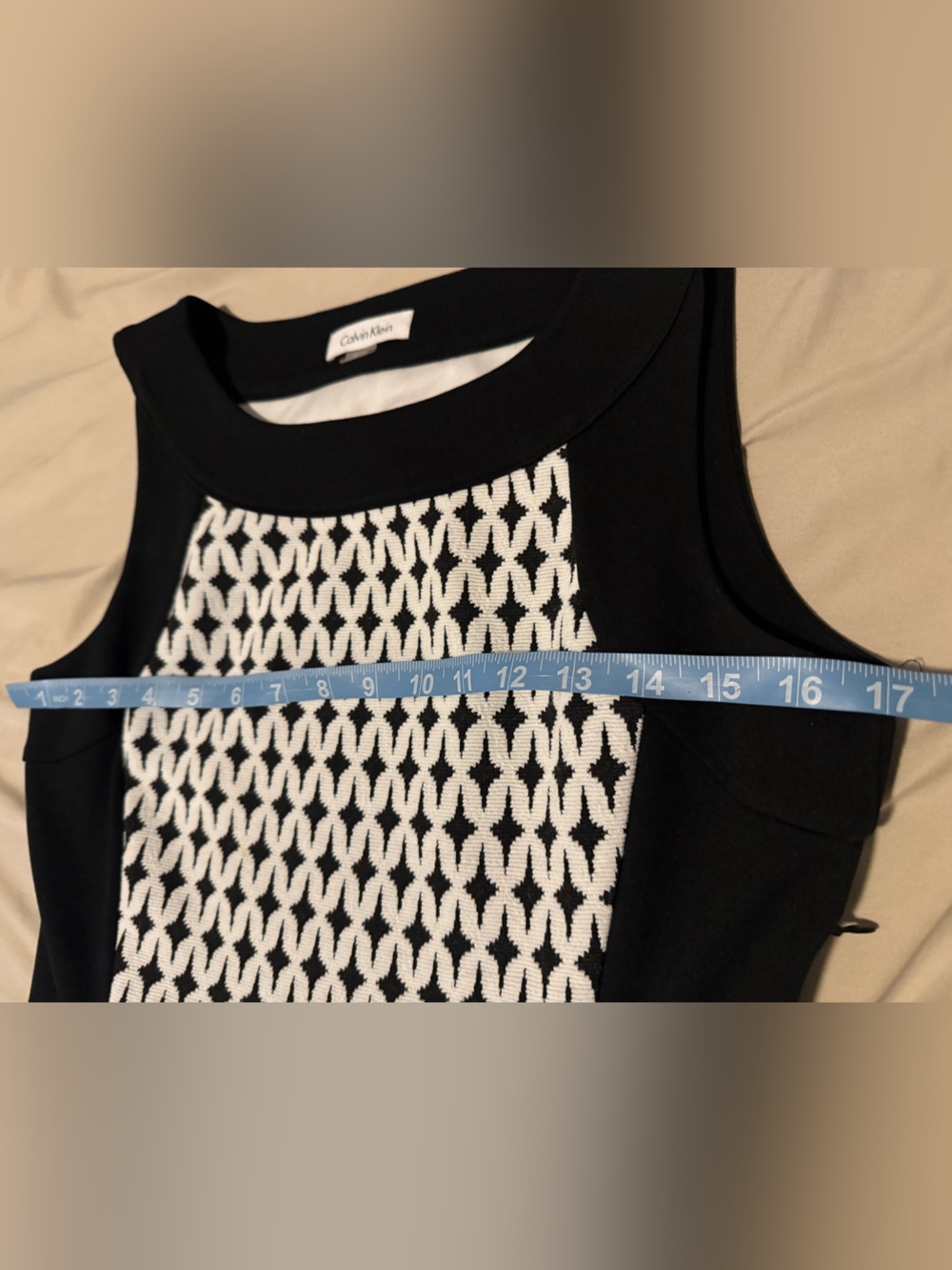 Calvin Klein Black & White Geometric Midi Dress - Picture 5 of 5